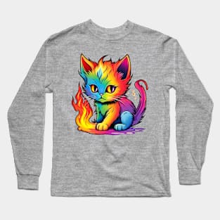 Kitten Spectrum - Rainbow Tail Blaze Tee Long Sleeve T-Shirt